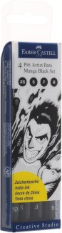 Набор капиллярных ручек Faber-Castell \"Pitt Artist Pen Manga Black set\" черные, 4шт., 0,1/0,3/0,5мм