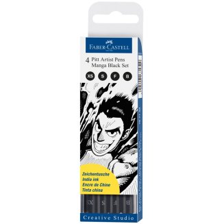 Набор капиллярных ручек Faber-Castell \"Pitt Artist Pen Manga Black set\" черные, 4шт., 0,1/0,3/0,5мм
