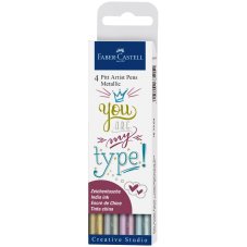 Капилярные ручки Faber-Castell \"Pitt Artist Pen Metallic\" в наборе 4шт., 1,5мм в пластик. Упаковке