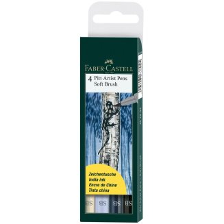 Капилярные ручки Faber-Castell \"Pitt Artist Pen Soft Brush\" в наборе 4цв. В пластиковой упаковке