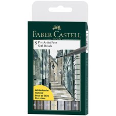 Набор капиллярных ручек Faber-Castell \"Pitt Artist Pen Soft Brush\" 8цв., 8шт., пласт.уп., европодвес