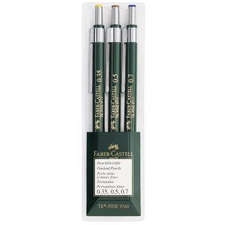 Набор карандашей механических Faber-Castell \"TK-Fine 97\", HB, 0,35/0,5/0,7мм, пласт. уп., европодвес