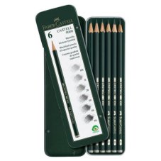 Набор карандашей ч/г Faber-Castell \"Castell 9000\", 06шт., HB-8B, заточен., метал. кор.