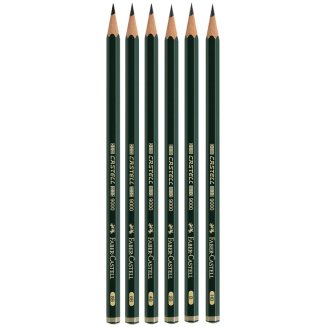 Набор карандашей ч/г Faber-Castell \"Castell 9000\", 06шт., HB-8B, заточен., метал. кор.