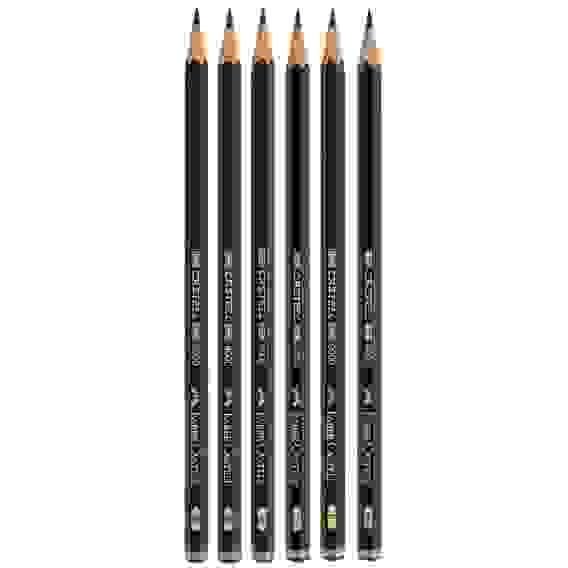 Набор карандашей ч/г Faber-Castell \"Castell 9000\", 06шт., HB-8B, заточен., метал. кор.