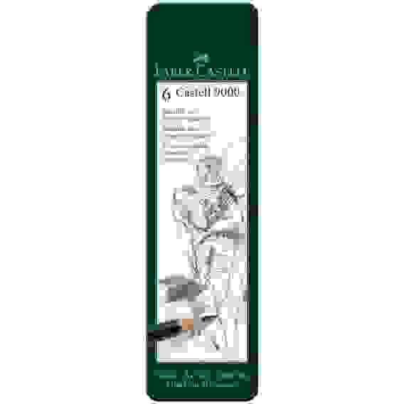 Набор карандашей ч/г Faber-Castell \"Castell 9000\", 06шт., HB-8B, заточен., метал. кор.