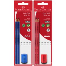 Набор карандашей ч/г Faber-Castell \"Grip 2001\", 2шт.+точилка, заточен., блистер