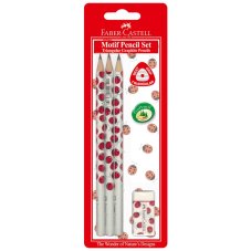 Набор Faber-Castell \"Triangular Ladybird\" карандашей чернографитных 3шт. B, ластик в блистере