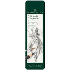 Карандаши Faber-Castell \"Graphite Aquarelle\" чернографитные акварельные, 5шт., HB-8B в метал.кор.