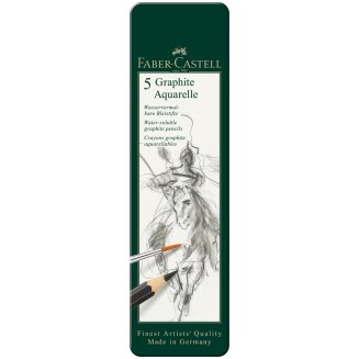 Карандаши Faber-Castell \"Graphite Aquarelle\" чернографитные акварельные, 5шт., HB-8B в метал.кор.