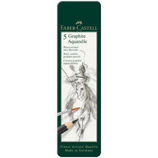 Карандаши Faber-Castell \"Graphite Aquarelle\" чернографитные акварельные, 5шт., HB-8B в метал.кор.