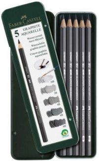 Карандаши Faber-Castell \"Graphite Aquarelle\" чернографитные акварельные, 5шт., HB-8B в метал.кор.