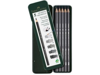 Карандаши Faber-Castell \"Graphite Aquarelle\" чернографитные акварельные, 5шт., HB-8B в метал.кор.