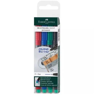 Маркеры Faber-Castell \"Multimark permanent\" перманентные в наборе 4цв., пулев., F-0,6мм
