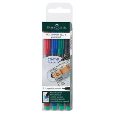 Набор перман. маркеров Faber-Castell \"Multimark permanent\" S, 4цв., игольч., 0,4мм