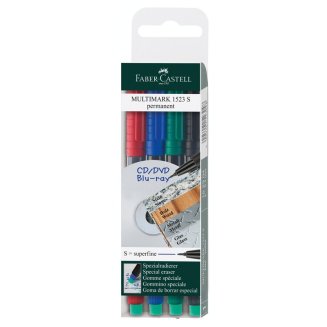 Набор перман. маркеров Faber-Castell \"Multimark permanent\" S, 4цв., игольч., 0,4мм