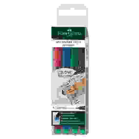 Набор перман. маркеров Faber-Castell "Multimark permanent" S, 4цв., игольч., 0,4мм