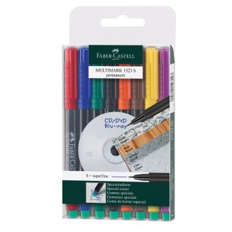 Маркеры Faber-Castell \"Multimark permanent\" перманентные в наборе 8цв.,игольч.,S-0,4мм