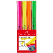 Текстовыделители Faber-Castell \"38\" в наборе 4цв., толщина от 1 до 5мм, скошенные