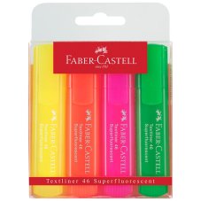 Текстовыделители Faber-Castell \"46 Superfluorescent\" флуоресцентные в наборе из 4 цв., скош.,1-5мм