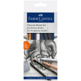 Уголь и угольные карандаши Faber-Castell \"Charcoal Sketch\" в наборе из 7 предметов, в картон.упак.