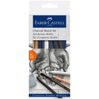Уголь и угольные карандаши Faber-Castell \"Charcoal Sketch\" в наборе из 7 предметов, в картон.упак.