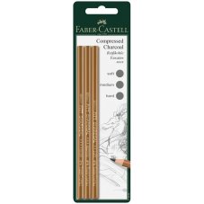 Угольные карандаши Faber-Castell \"Pitt\" 3шт (мягкий, средний, твердый)