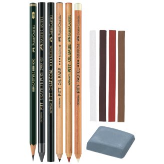 Набор художественных изделий Faber-Castell \"Pitt Monochrome\", 12 предметов, метал. кор.