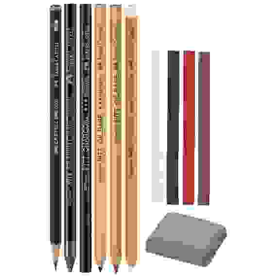 Набор художественных изделий Faber-Castell \"Pitt Monochrome\", 12 предметов, метал. кор.