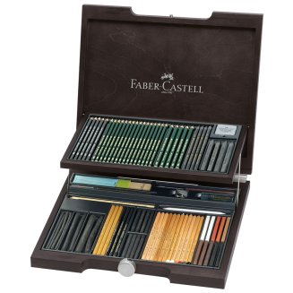 Художественные изделия Faber-Castell \"Pitt Monochrome\" в наборе из 85 предметов, в дерев.коробке