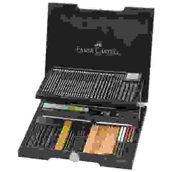 Художественные изделия Faber-Castell "Pitt Monochrome" в наборе из 85 предметов, в дерев.коробке