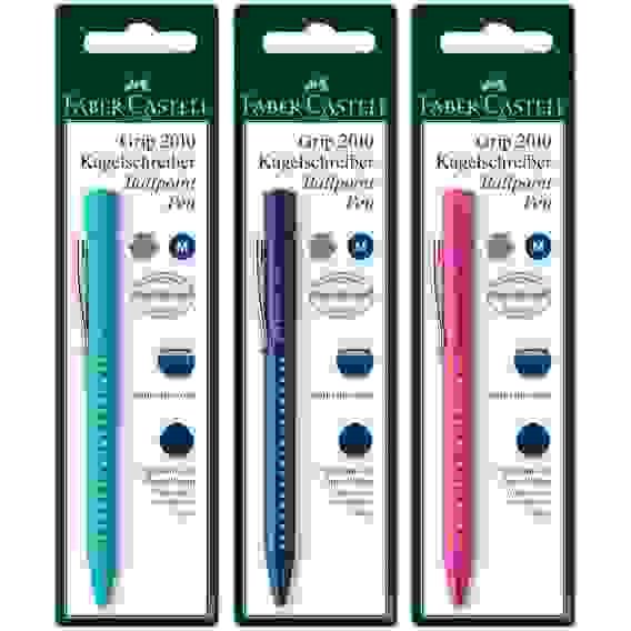 Ручка Faber-Castell "Grip 2010" шариковая автоматическая синяя, трехгранная, 1мм, разные цвета