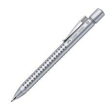 Ручка шариковая автоматическая Faber-Castell \"Grip 2011\" синяя, 1,2мм, трехгран., серебряный корпус