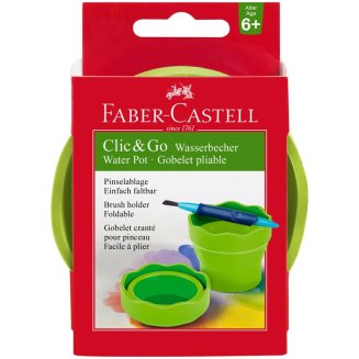 Стакан Faber-Castell \"Clic&amp;Go\" для воды складной, светло-зеленый