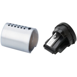 Точилка Faber-Castell \"Grip 2001 Mini\" пластиковая с 1 отверстием, контейнером, серебряная