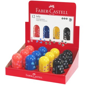 Точилка Faber-Castell \"Jelly\" пластиковая с 1 отверстием, контейнером, разных цветов
