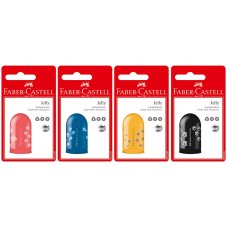Точилка Faber-Castell \"Jelly\" пластиковая с 1 отверстием, контейнером, ассорти в блистере