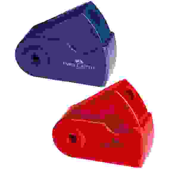 Точилка Faber-Castell \"Sleeve Mini\" пластиковая с 1м отверстием, контейнером, красно-синяя