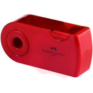 Точилка Faber-Castell \"Sleeve\" пластиковая с 2мя отверстиями, контейнером, красно-синяя
