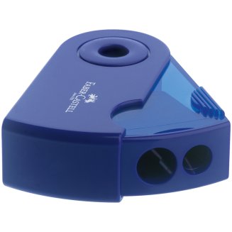 Точилка Faber-Castell \"Sleeve\" пластиковая с 2мя отверстиями, контейнером, красно-синяя