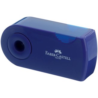 Точилка Faber-Castell \"Sleeve\" пластиковая с 2мя отверстиями, контейнером, красно-синяя