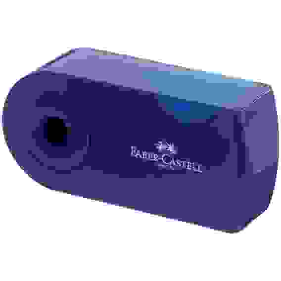 Точилка Faber-Castell \"Sleeve\" пластиковая с 2мя отверстиями, контейнером, красно-синяя