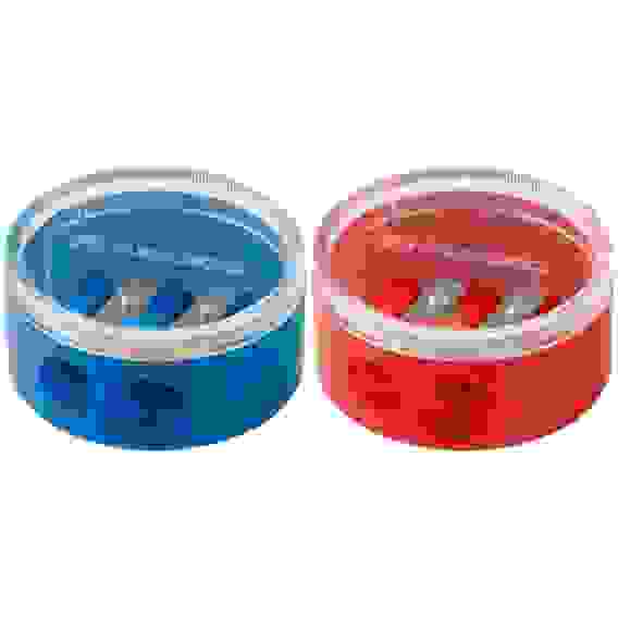 Точилка Faber-Castell пластиковая с 2мя отверстиями, контейнером, красно-синяя