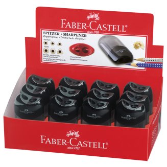 Точилка Faber-Castell пластиковая с 2мя отверстиями, контейнером, черная