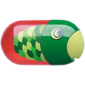 Точилка Faber-Castell \"Fish\" пластиковая с ластиком, с 2мя отверстиями, контейнером