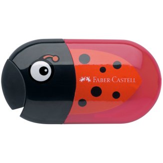 Точилка Faber-Castell \"Ladybug\" пластиковая с ластиком, с 2мя отверстиями, контейнером