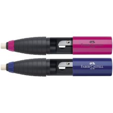 Точилка Faber-Castell пластиковая с ластиком, с 1м отверстием, с резиновым держателем