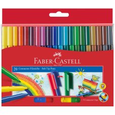 Фломастеры Faber-Castell \"Connector\" в наборе из 20цв., смываемые, клип-соединение между собой