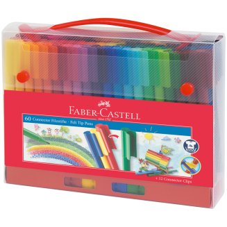 Фломастеры Faber-Castell \"Connector\", 60цв., смываемые, соединяемые колпачки, пластик. уп., европодв