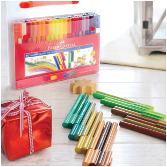 Фломастеры Faber-Castell \"Connector\", 60цв., смываемые, соединяемые колпачки, пластик. уп., европодв